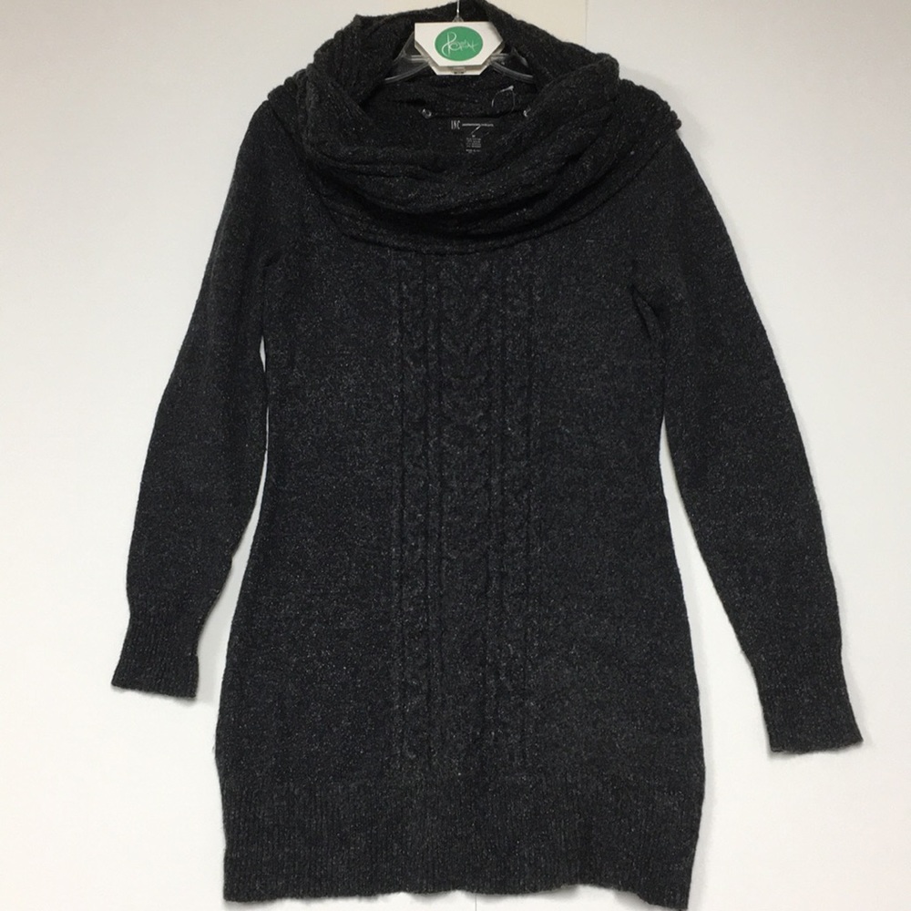 Sweater dress with removable cowl/scarf neck, M